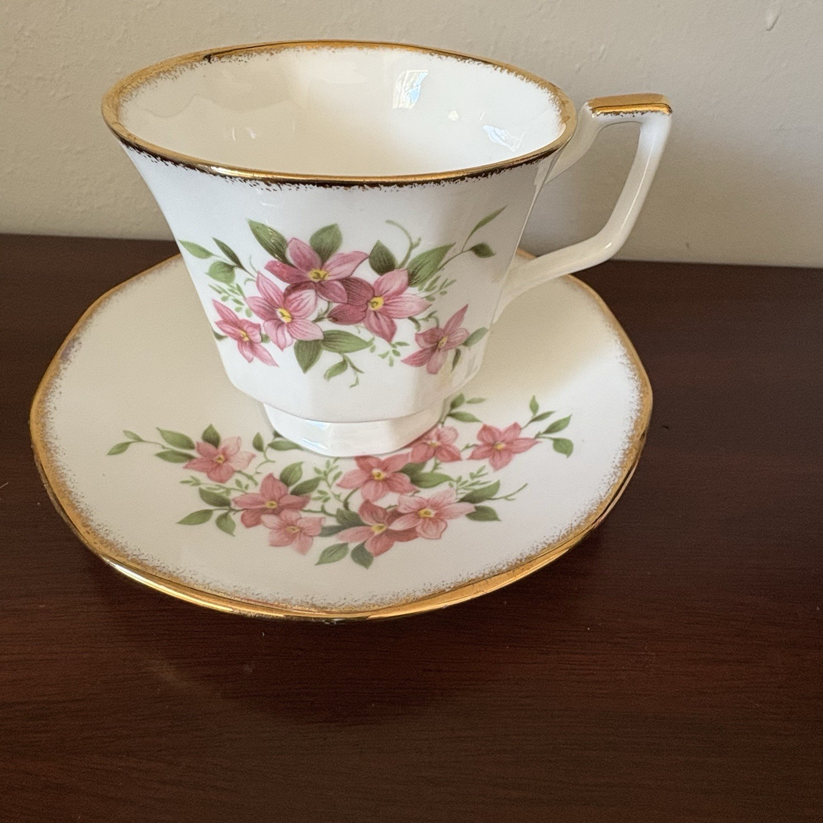 Royal Heritage Floral Gold-Rimmed Teacup & Saucer - Made in England