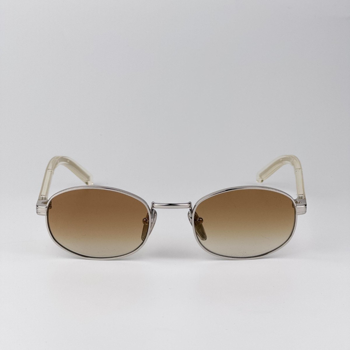 Prada Women Sunglasses Silver Yellow Grad Brown Oval PRB53S  display picture 3