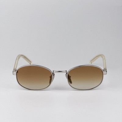 Prada Women Sunglasses Silver Yellow Grad Brown Oval PRB53S 1BC80K