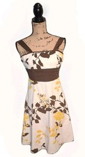 Y2k Speechless Sundress White Brown W/Yellow Floral Print Sz 5 Flows Classic