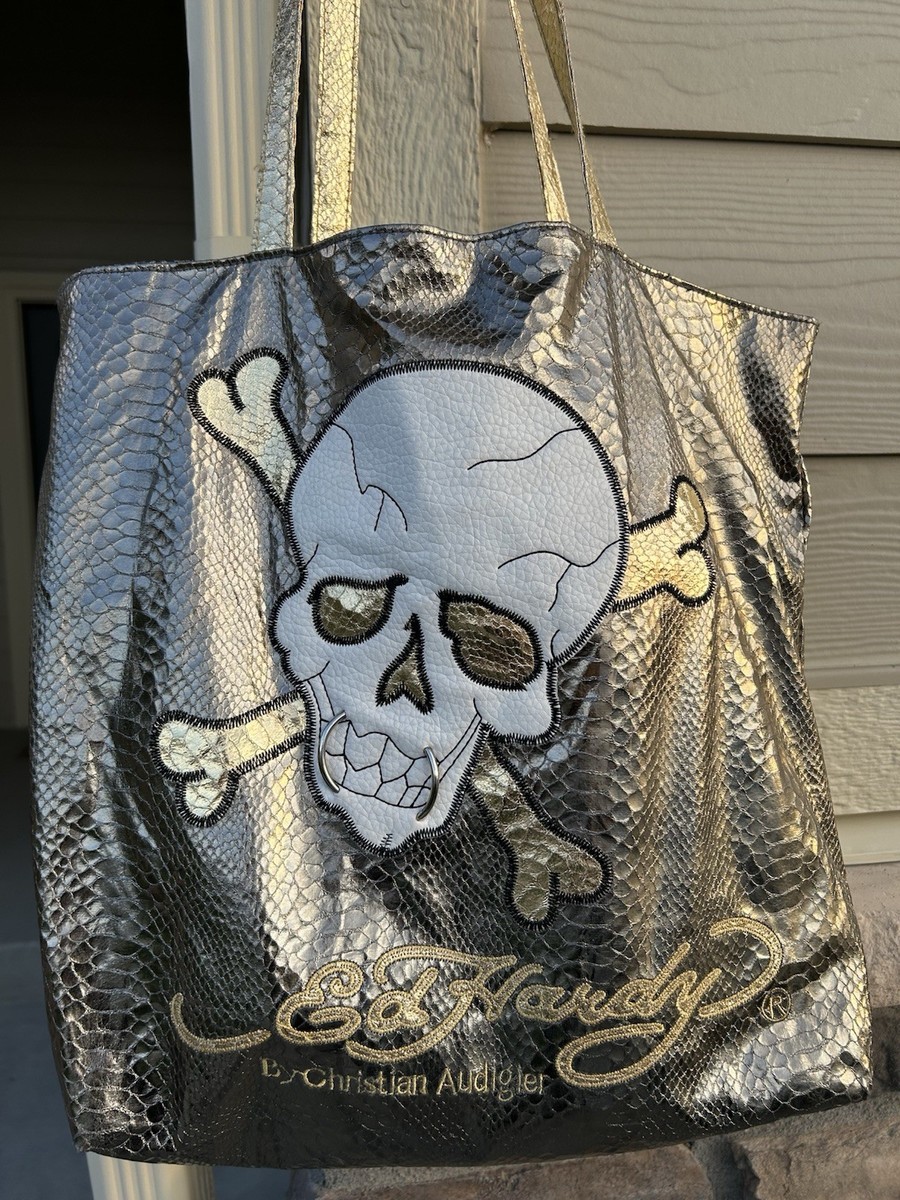 Rare* Y2K ED HARDY By Christian Audigier Gold Foil SKULL Faux