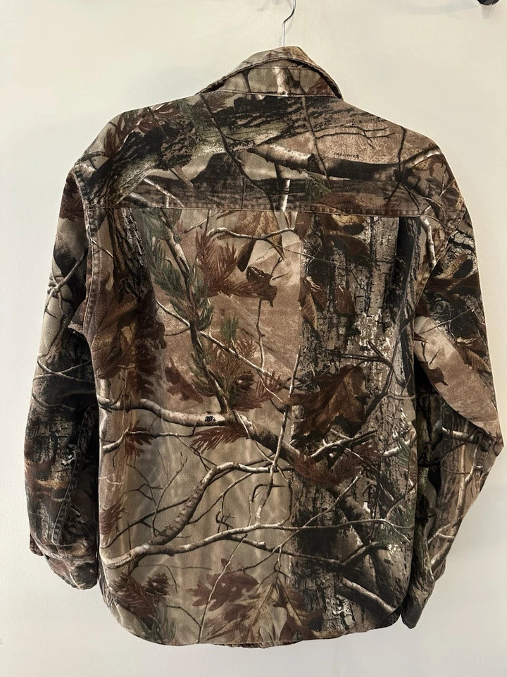 Camisa Chaqueta Cabelas Scent Lok Para Hombre Mediana Marrón Hoja de Árbol Camuflaje Abotonada Foto 2 de 4