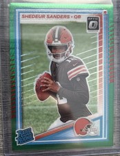 2025 Panini Donruss Optic Shedeur Sanders #203 Rated Rookie Green Hyper Browns