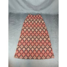 Vintage 70's Boho Hippie Lurex A Line Maxi Skirt Ornate Geometric Print XS/S