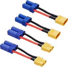 4pcs XT60 to EC5 Male Female Adapter with 50mm 14AWG Wires for RC LiPo Battery C