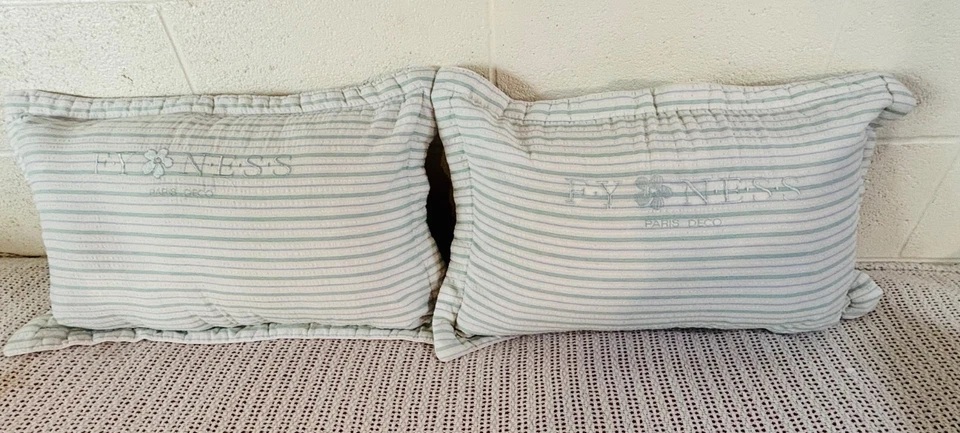 Baby Crib FYNESS Pillowcase Set of 2 Blue & White Stripes 100% Cotton - Image 2 of 4