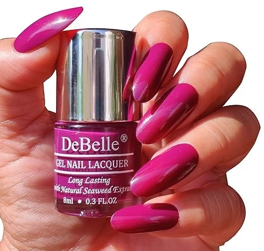 DeBelle Gel Glossy Finish Nail Polish Luxe Lotus (Dark Purple), 8 Ml - Enriched