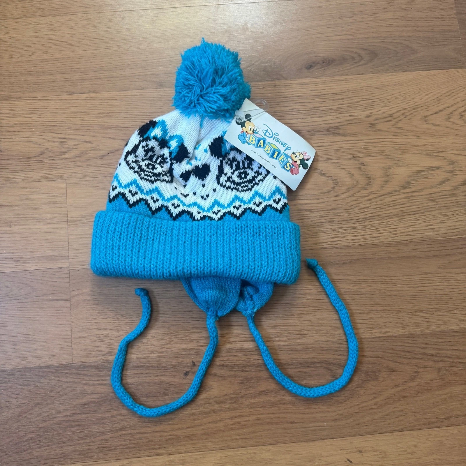NWT Vintage 1980's Walt Disney Babies Mickey Minnie Mouse Knit Beanie Snow Hat