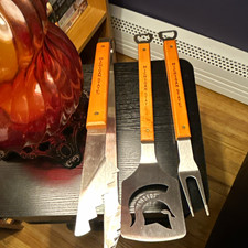 Michigan State 3-Pc BBQ Tool Set Wood Handles...