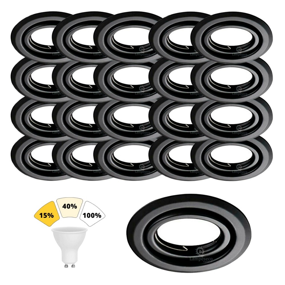 Spot noir encastrable 7W à intensité variable pour éclairage sur mesure lot de 20