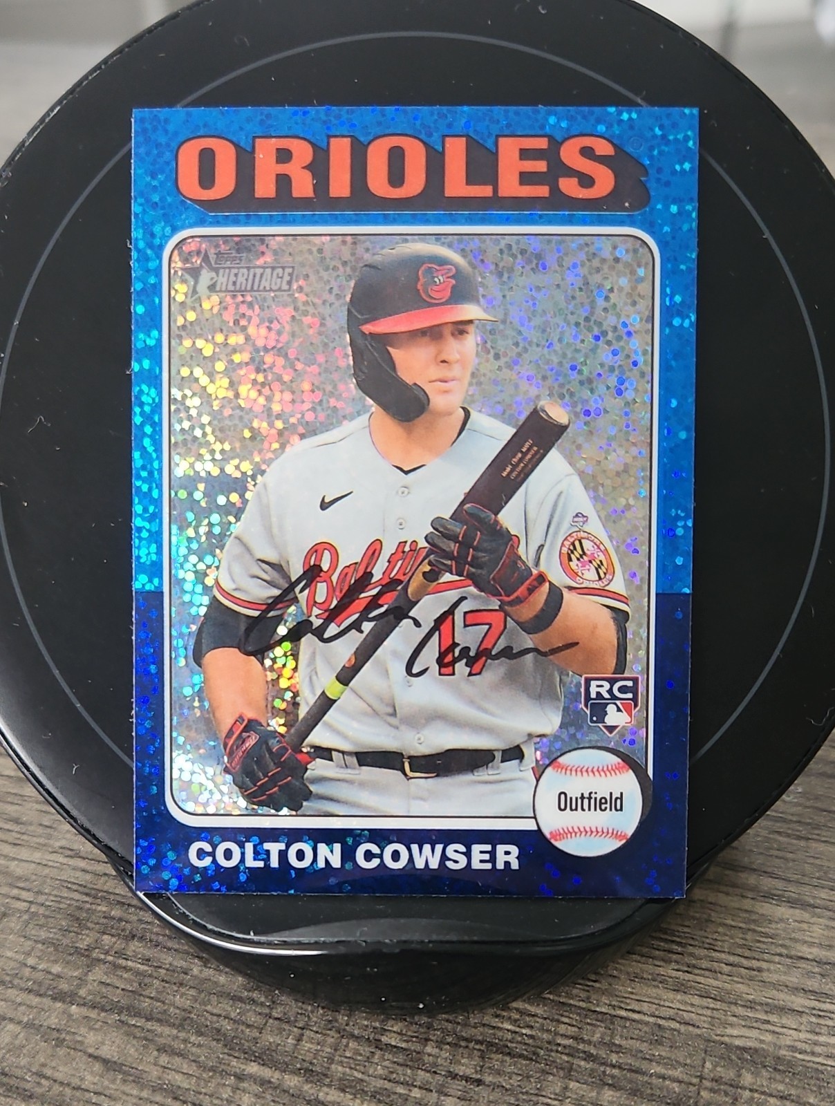2024 Topps Heritage - Colton Cowser #388 Chrome Blue Sparkle Refractor (RC)