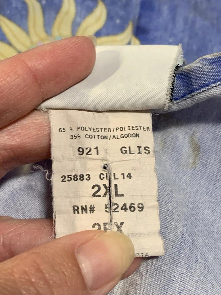 Vintage Simply Basic Women 2XL Scrub Top Blue Short Sleeve Sun and Moon - Image 3 of 4