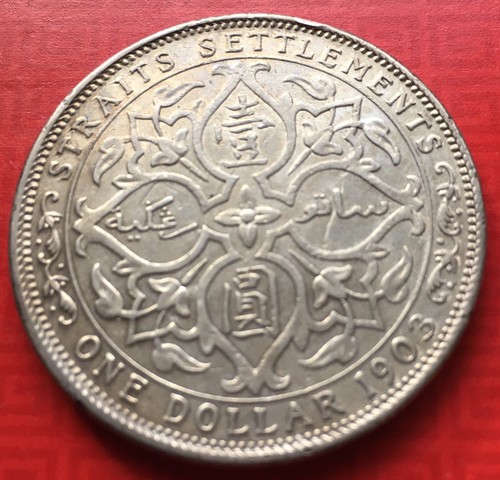 Straits Settlements $1 King Edward VII One Dollar 1903B Incuse - Picture 6 of 8