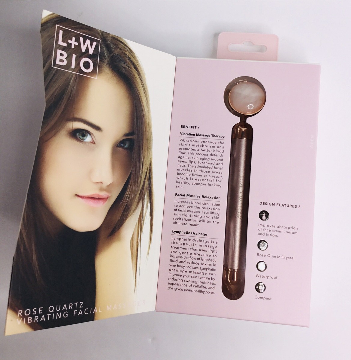 luxe + willow phoenix rose quartz stone vibrating facial massager Black Rechargeable Suction Vibrator Rose Sex Toy main image 0