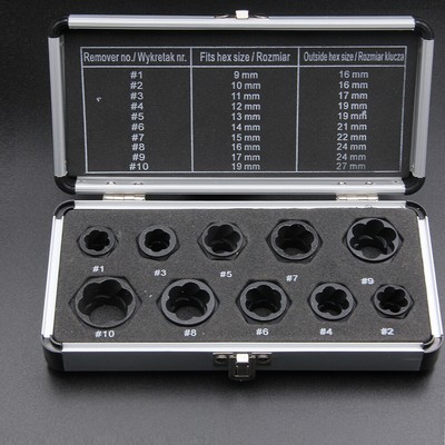 10pcs High-grade Broken Nut Bolt Extractor Socket  Nut Removal Tool Nut C6N0