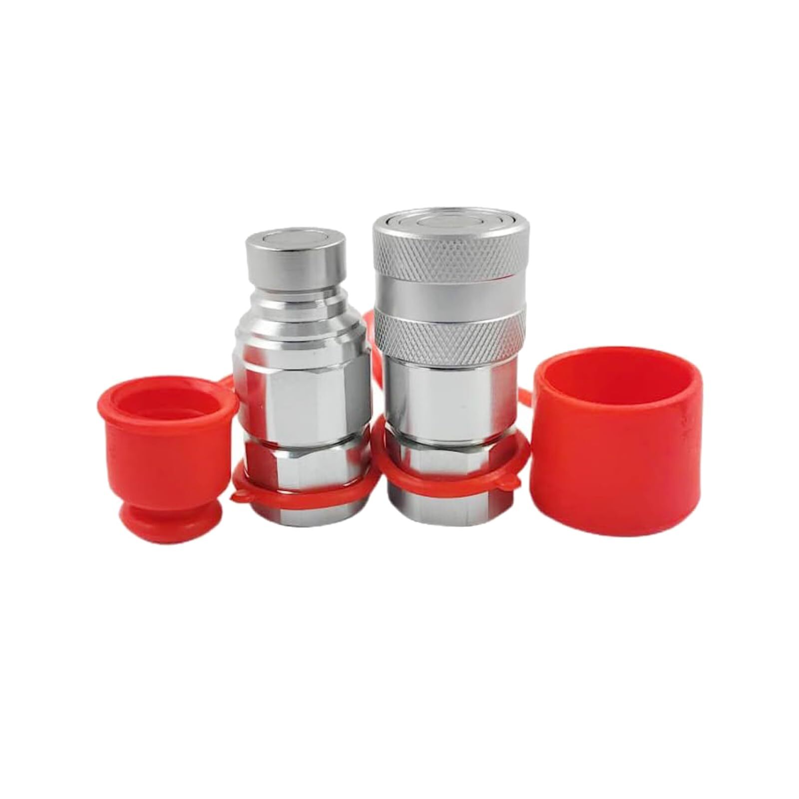 Flat Face Skid Steer Hydraulic Quick Connect Coupler Coupling Set w/Dust Caps...