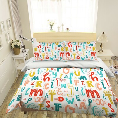 3D Color Letters ZHUA1875 Bed Pillowcases Quilt Duvet Cover Set Queen King Zoe