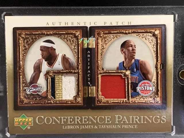 LEBRON JAMES TAYSHAUN PRINCE 2007/08 UPPER DECK ARTIFACT PLATINUM DUAL PATCH 1/1