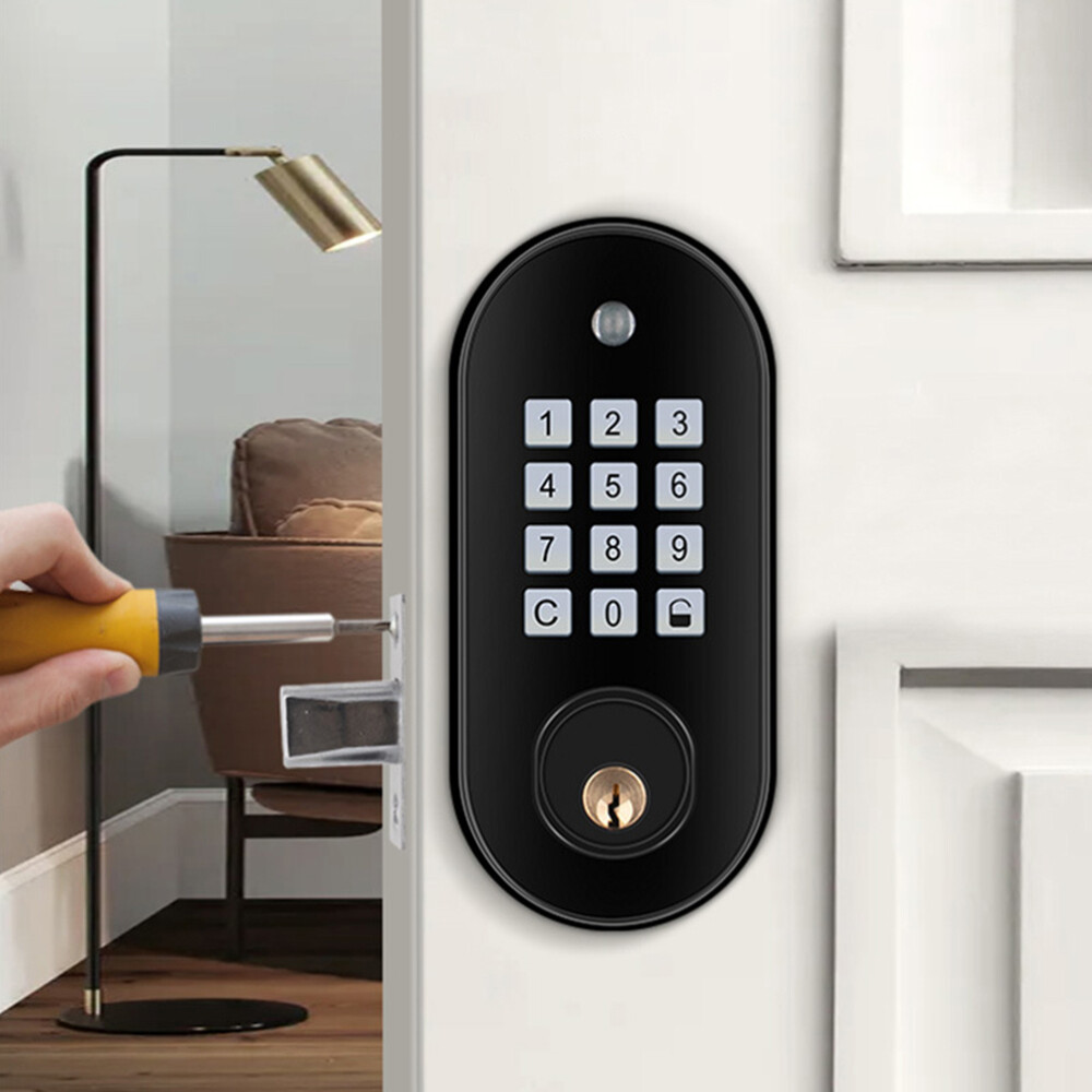 Copper Keyboard Combination Lock Keypad Door with Handle Keyless Entry