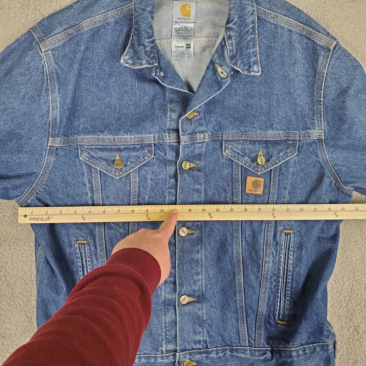 Carhartt Trucker Jean Jacket Mens Large Blue Denim Med Wash