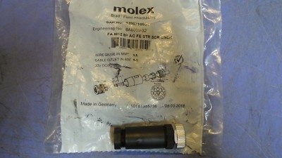 1   Molex 1200710031, 8 wire Connector FA M12 8P AC FE STR SCR UNSH. NEW in Pack