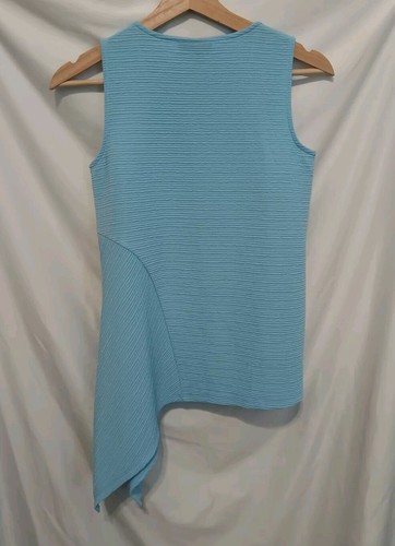 ALFANI Asymmetric Knit Top PP Petite Petite Blue Sleeveless - Picture 4 of 9