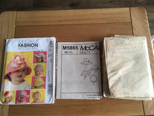 2009 ORIGINAL McCALL’s SEWING PATTERN M5865 baby & toddler hats cut FREE P&P - Picture 3 of 4