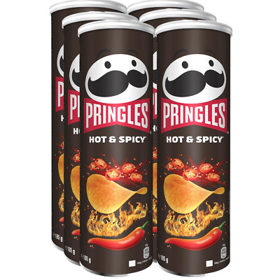 Pringles Hot & Spicy 185g | Stapelchips mit Scharf Geschmack | 6x 185g