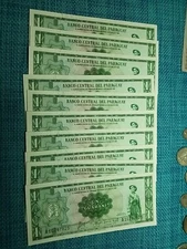 🇵🇾  Paraguay 1  Guarani 1952 unc P-193 (Each) Banknotes 100424-5