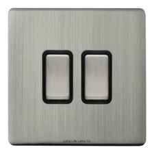 Black Gloss Nickel or Brush Chrome Wall Plate Plug Socket & Switches Slim Flat