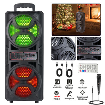 2000W Large Party Bluetooth Speaker Heavy Bass Stereo Sound + Mic
