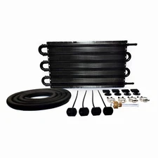 6 Row for Universal Remote Transmission Oil Cooler Radiator Converter Kit Black