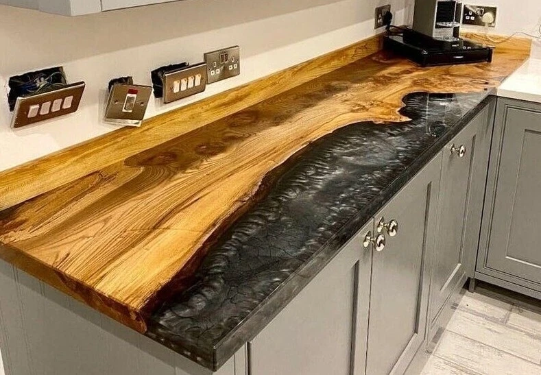 Encimera epoxi encimera de cocina encimera de madera epoxi encimera de resina Foto 2 de 4