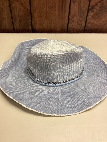 Sombrero de papel de paja azul Madden NYC ala ancha para mujer - Imagen 2 de 7