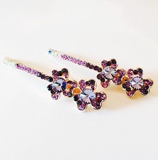 USA Bobby Pin Using Swarovski Crystal Hair Clip Hairpin Flower Bridal Purple M15