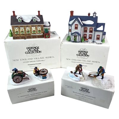 Dept 56 Lot Stoney Brook Town Hall Dutch Farmhouse Wheelwright Son Ice Harvester