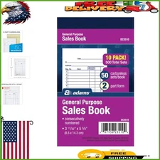 Sales Book, 2-Part Carbonless, 50 Sets - Convenient Pocket Size, 10 Items