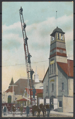 1910 Canada ~ Calgary, Alta. ~ Fire Headquarters ~ Truck Life-Saving 75' Ladder