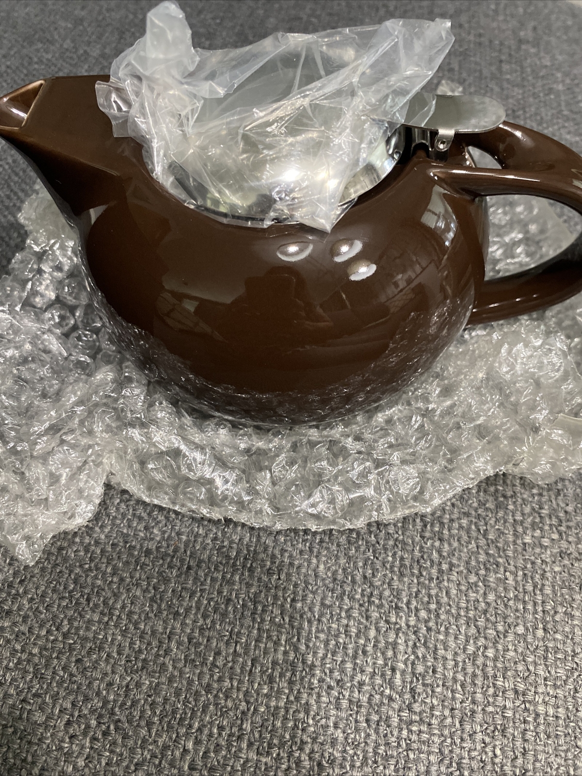 TEAVANA BROWN CERAMIC TEAPOT 24 OZ STAINLESS TOP & STRAINER NIB eBay
