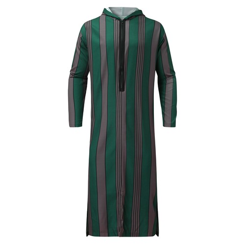 Moroccan Men Hooded Jilbab Jubba Thobe Djellaba Kaftan Islamic Dress - Picture 3 of 8