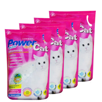 4 x 8 L = 32 L Powercat Silikat Katzenstreu Clean & Magic Power Enercy Crystel