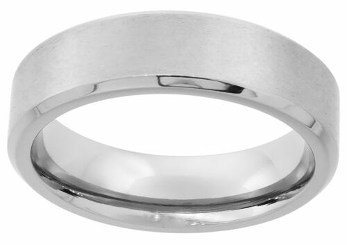 Bague en titane Hommes Femmes Bande de mariage Bord biseauté Fini Brossé Plat 6mm - Photo 1 sur 1