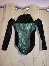 Double Platinum Dance Costume - Black/Teal Jazz Two Piece - Medium Child MC