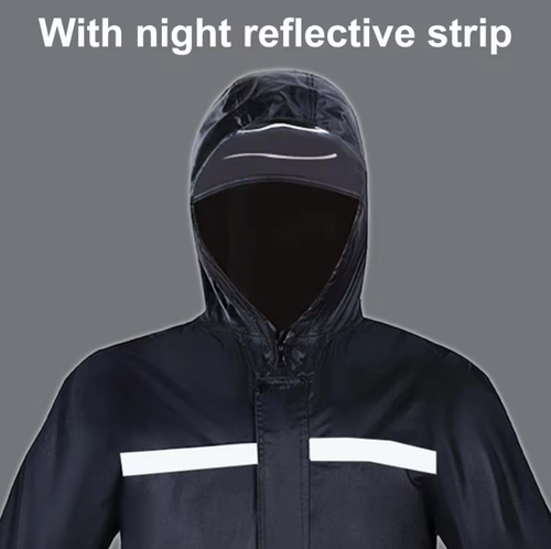 Men Black Hooded Rain Suits Jackets Pant Gear Raincoat Waterproof Outdoor Hiking - Picture 13 of 28
