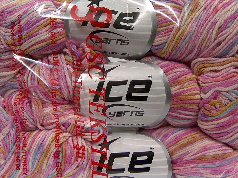 3-Skein Lot Hand Dyed Cashmere Yarn Light 3x100g/225m Pink Green Salmon - Image 4 of 4