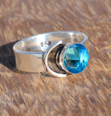 London Blautopas Edelstein 925 Sterling Silber Handarbeit schöner Verlobungsring