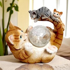 Solarbetriebene Katzen-Statue Für Den Garten – Magische LED-Dekoration Im Doppelpack