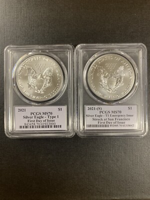 2021(W)&(S) PCGS MS70 Silver Eagle-T1 -(2) coins set | eBay