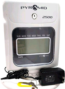 Pyramid 2500 Time Clock Time Systems Small Business, Power Cord & Keys See Video