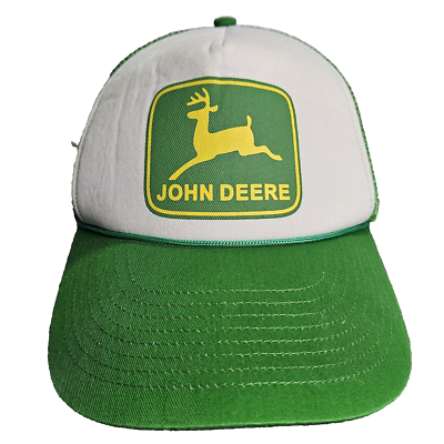 Casquette Snapback Vintage JOHN DEERE – Blanc Et Vert, Réglable, En Coton